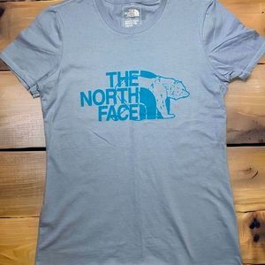 NWOT North Face Baby Blue T-Shirt with Polar Bear Logo XS